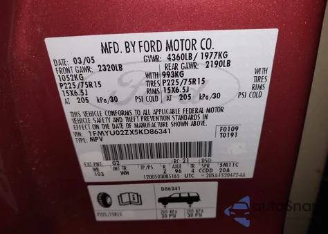 2005 Ford Escape Xls from USA, damaged, VIN 1FMYU02ZX5KD86341